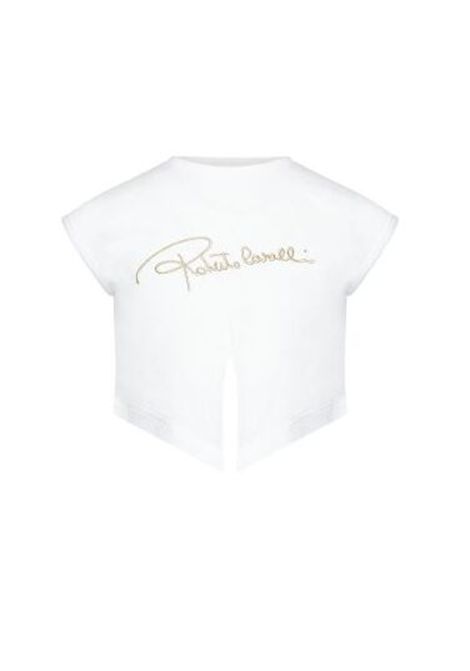T-shirt con logo ROBERTO CAVALLI KIDS | CGP26081TSF7WHITE